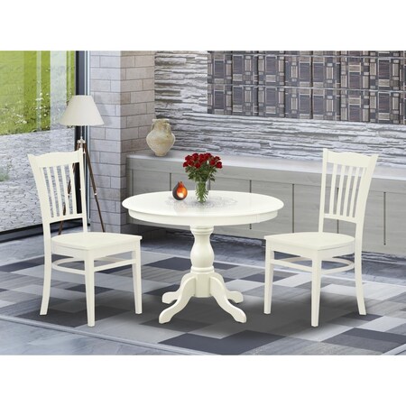 East West Furniture 3 Piece Hartland Dining Table Set - Linen White HBGR3-LWH-W